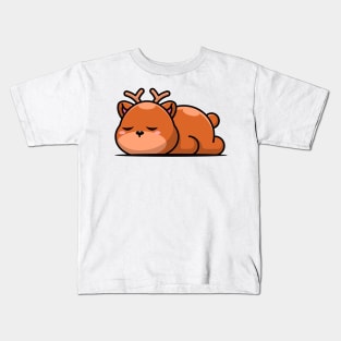 Cute deer sleeping cartoon illustration Kids T-Shirt